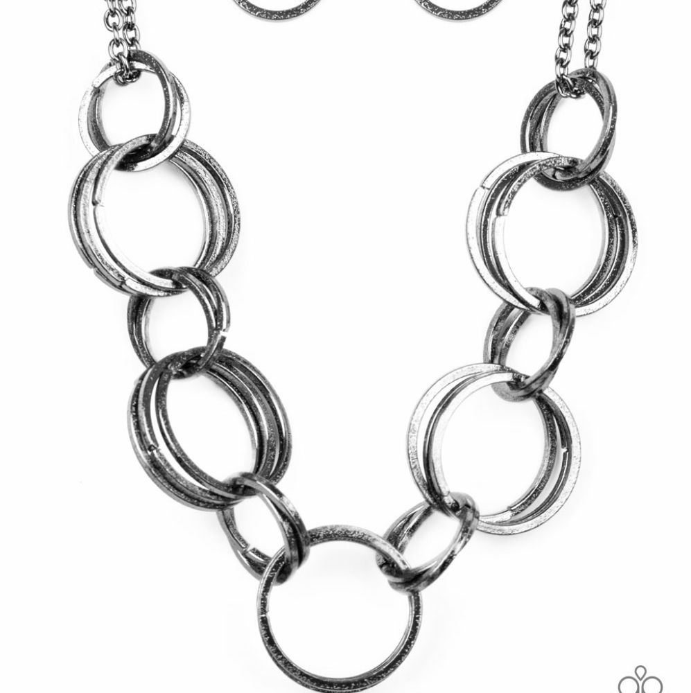 Silver to gunmetal double linked chain necklace